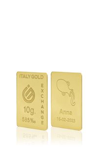 Lingotto Oro segno zodiacale Acquario 14 Kt da 10 gr. - Idea Regalo Segni Zodiacali - IGE: Italy Gold Exchange